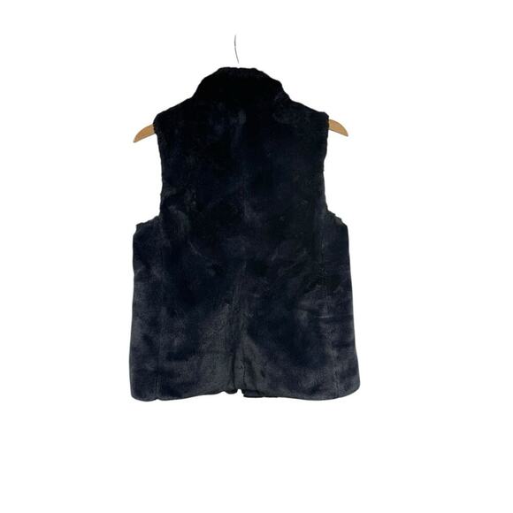 J. Crew Vest Womens Size Small Navy Blue Faux Fur Cozy Full Zip Collar K2216 - Picture 4 of 7